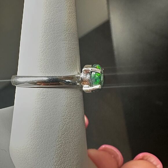 5x7mm cabochon opal solitaire in sterling silver! - Picture 5 of 10